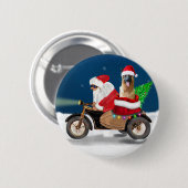 kerstkerstkerstkerstkerstkerstman met herdershond ronde button 5,7 cm (Voorkant /achterkant)