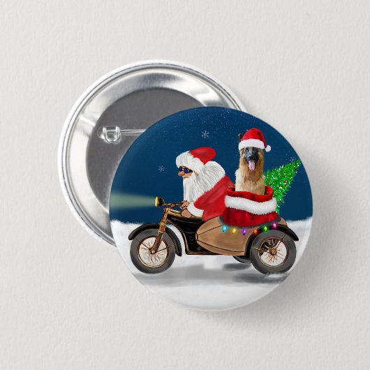 kerstkerstkerstkerstkerstkerstman met herdershond ronde button 5,7 cm (Voorkant /achterkant)