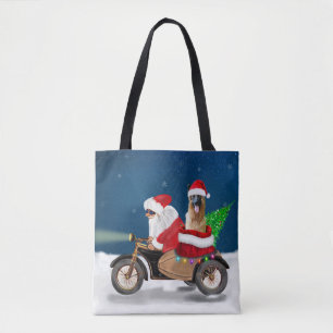 kerstkerstkerstkerstkerstkerstman met herdershond tote bag