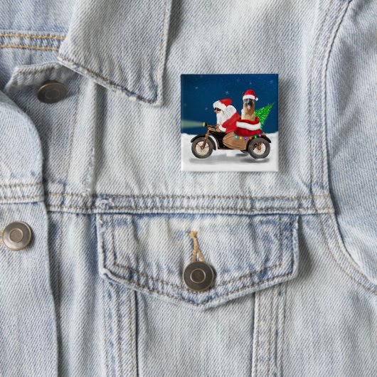 kerstkerstkerstkerstkerstkerstman met herdershond vierkante button 5,1 cm (In situ)