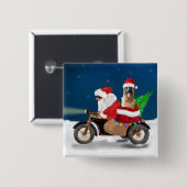 kerstkerstkerstkerstkerstkerstman met herdershond vierkante button 5,1 cm (Voorkant /achterkant)