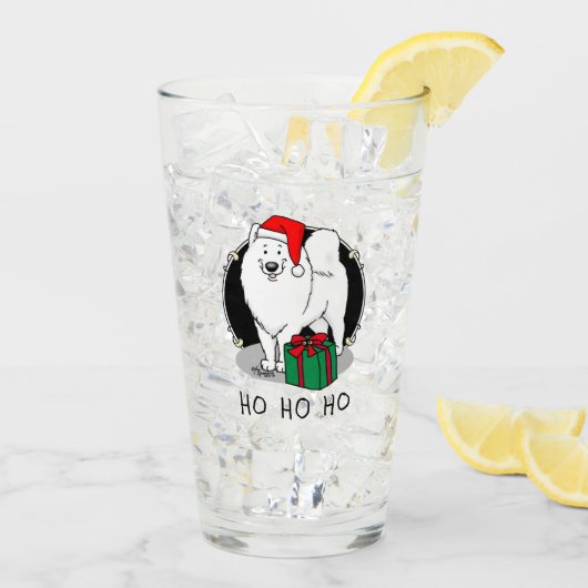 Kerstkerstkerstkerstkerstkerstman Pet Samoyed Dog Glas (Achterkant ijs)