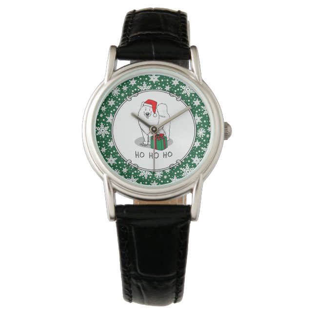 Kerstkerstkerstkerstkerstkerstman Pet Samoyed Dog  Horloge (Voorkant)