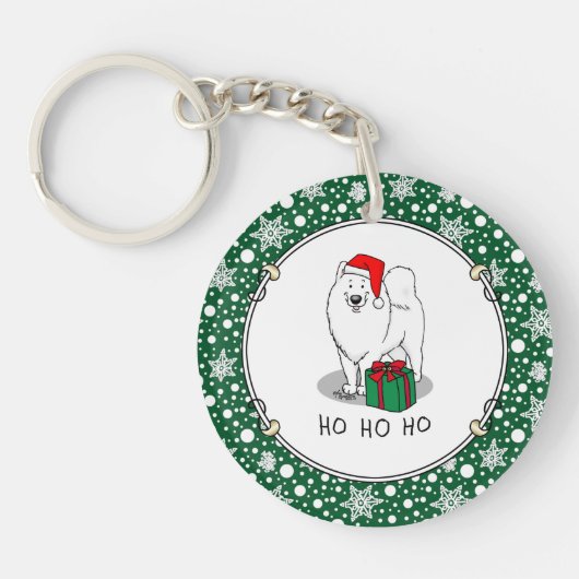 Kerstkerstkerstkerstkerstkerstman Pet Samoyed Dog Sleutelhanger (Voorkant)