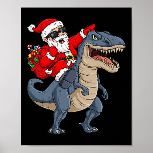 Kerstkerstkerstkerstkerstkerstman Riding Dinosaur Poster (Voorkant)