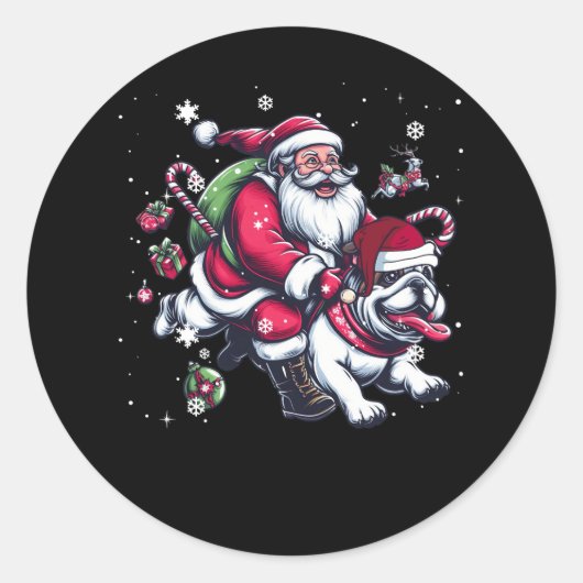 Kerstkerstkerstkerstkerstkerstman Riding English B Ronde Sticker (Voorkant)