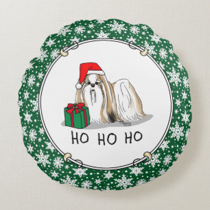 Kerstkerstkerstkerstkerstkerstman sjiitische Tzu ( Rond Kussen