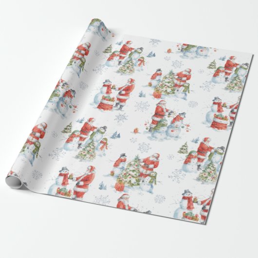 Kerstkerstkerstkerstkerstkerstman Waterverf Cadeaupapier (Uitgerold)
