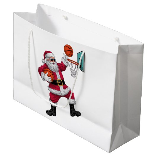 Kerstkerstkerstkerstkerstkerstmis met een Basketba Groot Cadeauzakje (Voorkant Gekanteld)