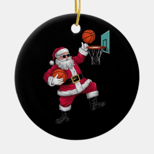 Kerstkerstkerstkerstkerstkerstmis met een Basketba Keramisch Ornament (Voorkant)