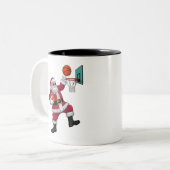 Kerstkerstkerstkerstkerstkerstmis met een Basketba Tweekleurige Koffiemok (Voorkant links)