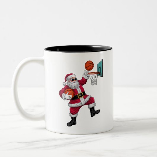 Kerstkerstkerstkerstkerstkerstmis met een Basketba Tweekleurige Koffiemok (Links)