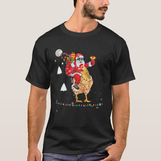 Kerstkerstkerstkerstkerstkerstmis Riding Chicken L T-shirt (Voorkant)