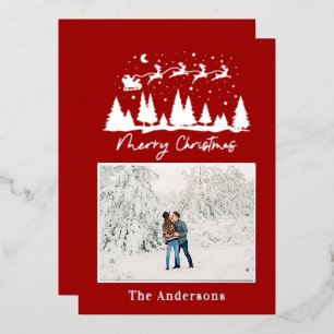 Kerstkerstkerstkerstkerstkersttaart en rendierfoto folie feestdagenkaart