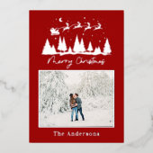 Kerstkerstkerstkerstkerstkersttaart en rendierfoto folie feestdagenkaart (Voorkant)