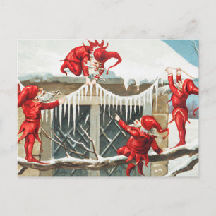Kerstkerstkerstkerstkerstkleven die hun huis versi feestdagenkaart