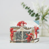 Kerstkerstkerstkerstkerstkleven die hun huis versi feestdagenkaart (Staand voorkant)