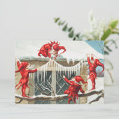 Kerstkerstkerstkerstkerstkleven die hun huis versi feestdagenkaart (Staand voorkant)