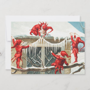 Kerstkerstkerstkerstkerstkleven die hun huis versi feestdagenkaart