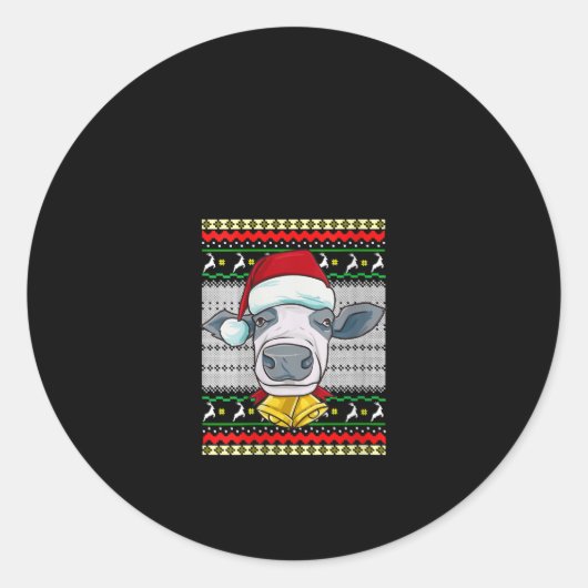 kerstkerstkerstkerstkerstKoe Funny Gift Ronde Sticker (Voorkant)