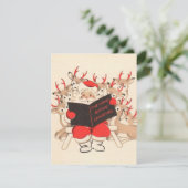 Kerstkerstkerstkerstkerstlezen in rendieren feestdagenkaart (Staand voorkant)