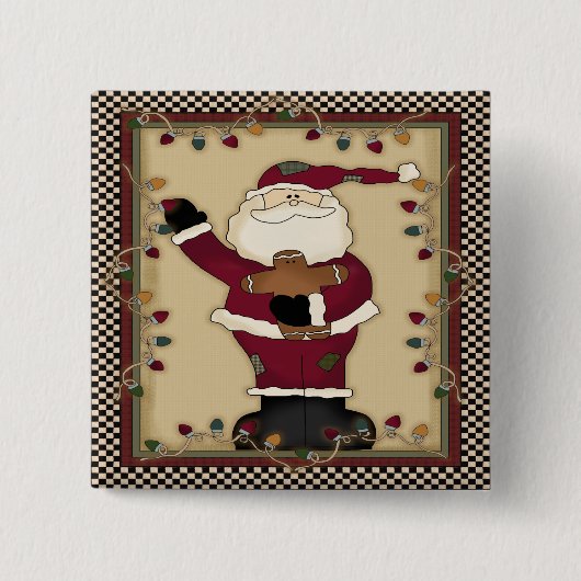 Kerstkerstkerstkerstkerstman-Button Vierkante Button 5,1 Cm (Voorkant)