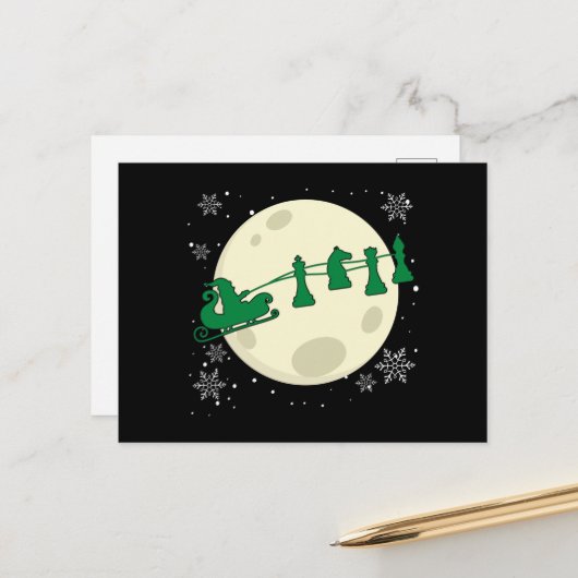 Kerstkerstkerstkerstkerstman - Chess Piece Reindee Briefkaart (Voorkant / Achterkant in situ)