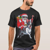 Kerstkerstkerstkerstkerstman die Boston terrier Xm T-shirt (Voorkant)