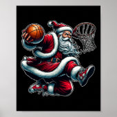 Kerstkerstkerstkerstkerstman Dunking een Basketbal Poster (Voorkant)