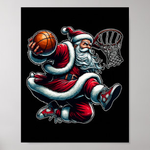 Kerstkerstkerstkerstkerstman Dunking een Basketbal Poster