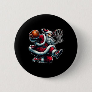 Kerstkerstkerstkerstkerstman Dunking een Basketbal Ronde Button 5,7 Cm