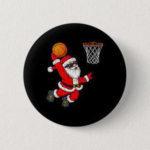 Kerstkerstkerstkerstkerstman Dunking een Basketbal Ronde Button 5,7 Cm