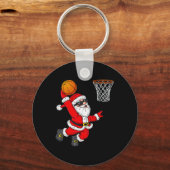 Kerstkerstkerstkerstkerstman Dunking een Basketbal Sleutelhanger (Achterkant)