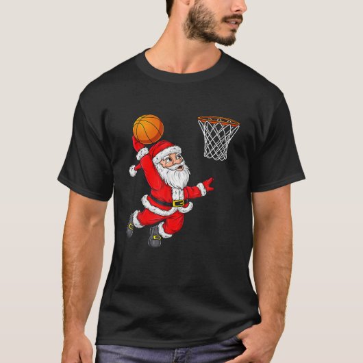 Kerstkerstkerstkerstkerstman Dunking een Basketbal T-shirt (Voorkant)