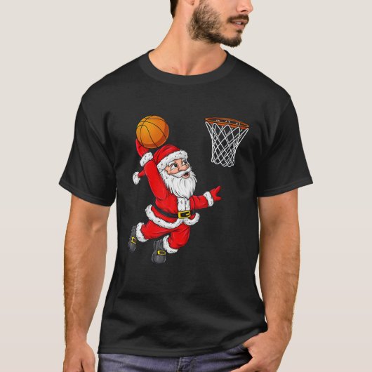 Kerstkerstkerstkerstkerstman Dunking een Basketbal T-shirt (Voorkant)