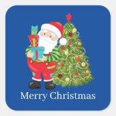 Kerstkerstkerstkerstkerstman en boom vierkante sticker (Voorkant)