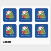 Kerstkerstkerstkerstkerstman en boom vierkante sticker (Vel)