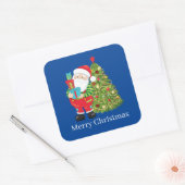 Kerstkerstkerstkerstkerstman en boom vierkante sticker (Envelop)