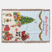 Kerstkerstkerstkerstkerstman en Elves met Cadeaus  Deken (Voorkant)