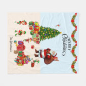Kerstkerstkerstkerstkerstman en Elves met Cadeaus  Fleece Deken (Voorkant (Horizontaal))