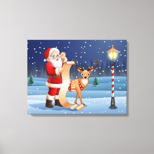 Kerstkerstkerstkerstkerstman en rendier canvas afdruk (Voorkant)