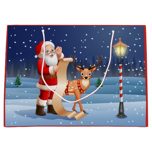 Kerstkerstkerstkerstkerstman en rendier groot cadeauzakje (Voorkant)