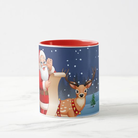 Kerstkerstkerstkerstkerstman en rendier mok (Midden)