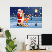 Kerstkerstkerstkerstkerstman en rendier poster (Thuiskantoor)