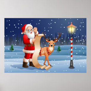 Kerstkerstkerstkerstkerstman en rendier poster
