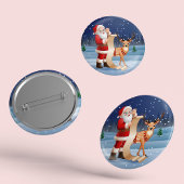 Kerstkerstkerstkerstkerstman en rendier ronde button 5,7 cm