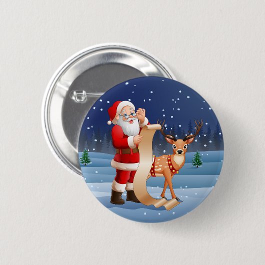 Kerstkerstkerstkerstkerstman en rendier ronde button 5,7 cm (Voorkant /achterkant)