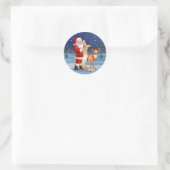 Kerstkerstkerstkerstkerstman en rendier ronde sticker (Tas)