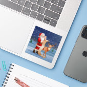 Kerstkerstkerstkerstkerstman en rendier sticker (Laptop met iPhone)