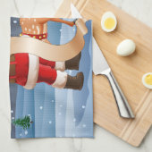 Kerstkerstkerstkerstkerstman en rendier theedoek (Quarter Fold)